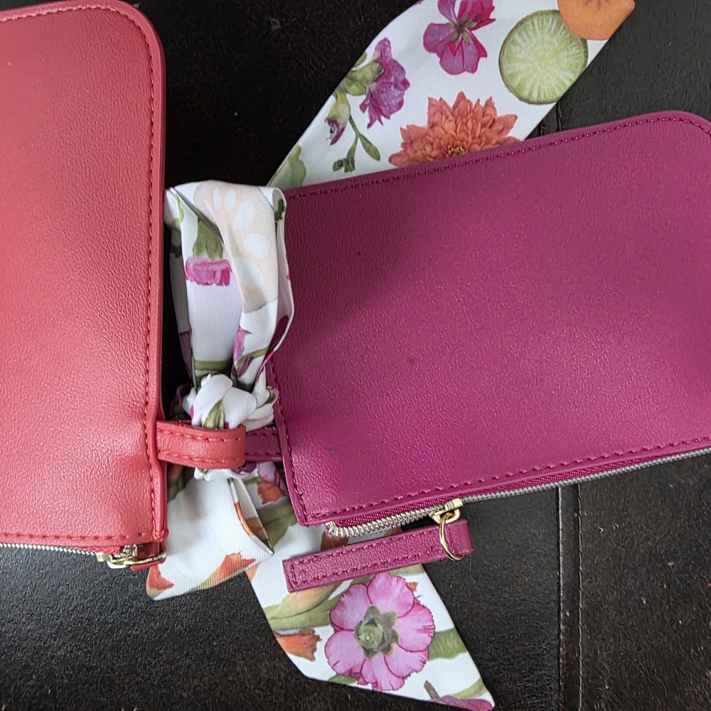 Cosmetic Bag Brand New. Stylish Pink with matching small key or change bag